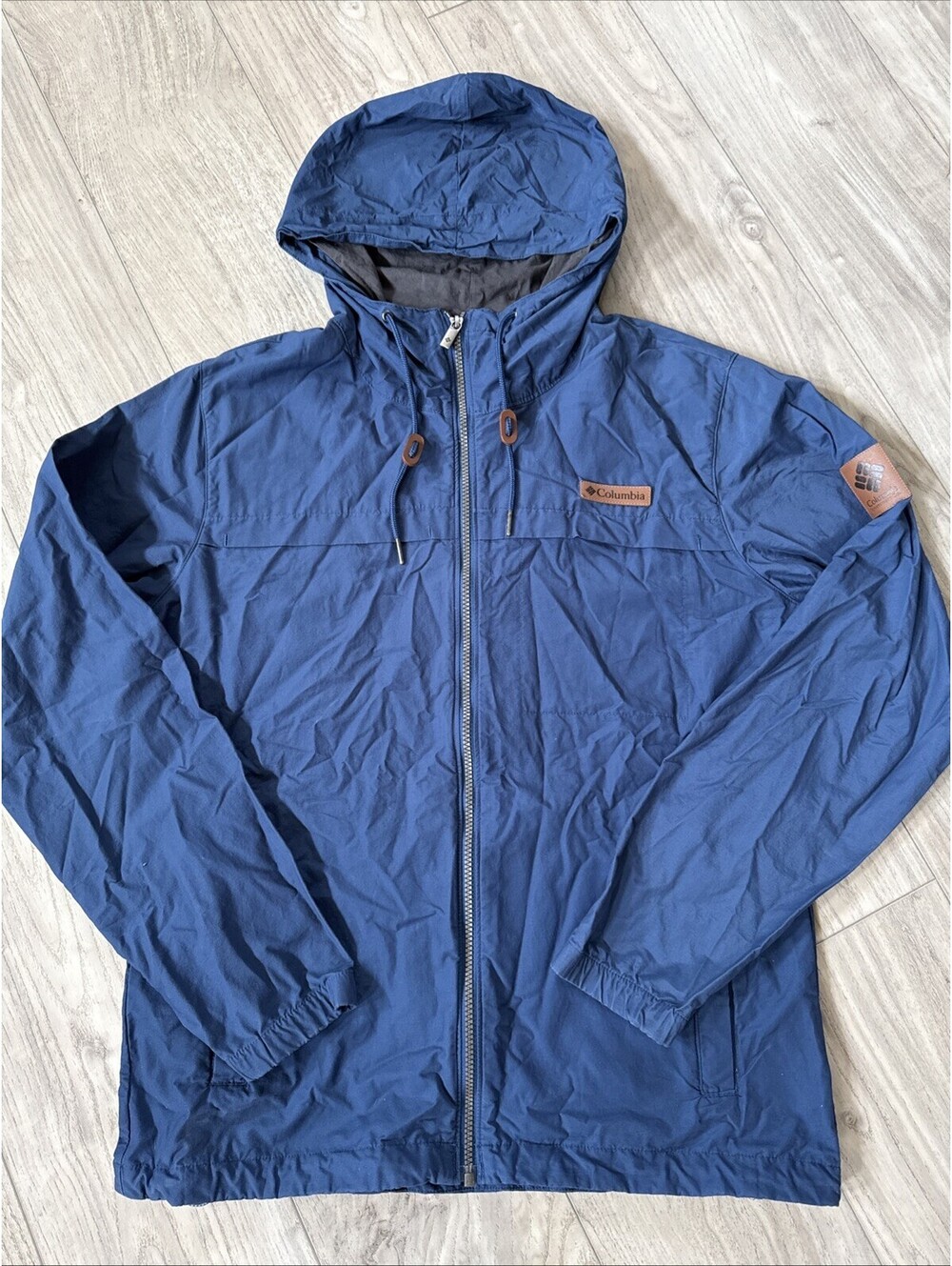 Columbia Wheeler Lodge Jacket Mens Size M Blue Hooded Full Zip